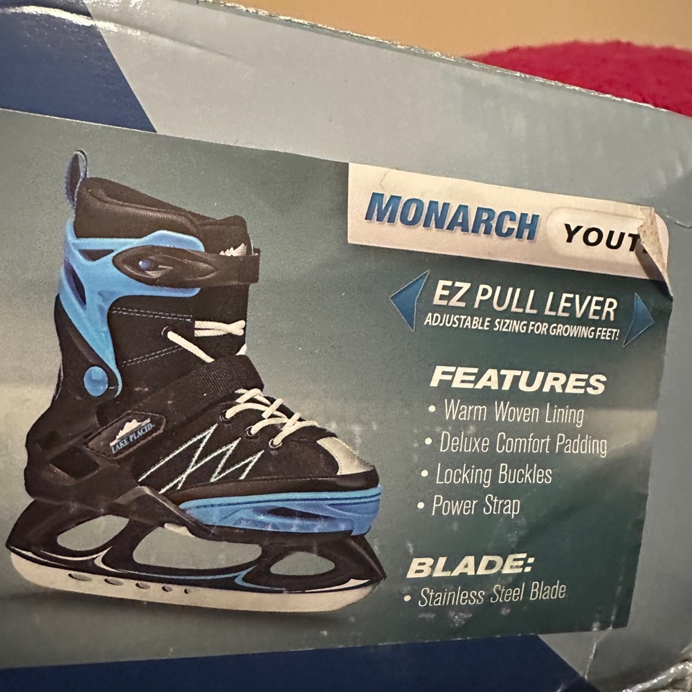 Youth Black and Blue Ice Skates